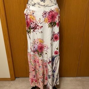 Chelsea & Theodore Floral Maxi Skirt in Pink and Cream